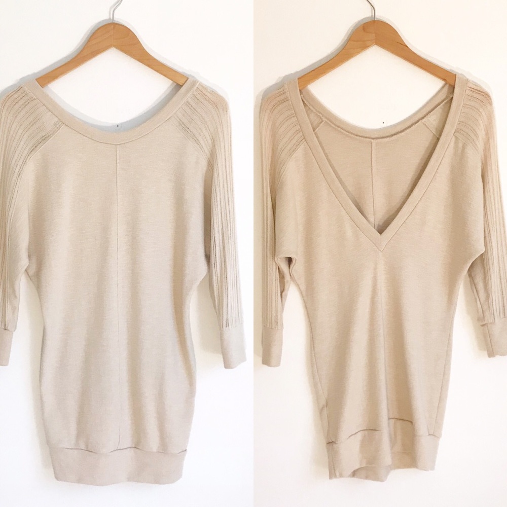 SPARKLE & FADE Cream Knit Low Back Sweater
